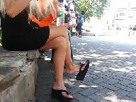 Candid milf feet & legs shoeplay dangle flip-flops - video 903850