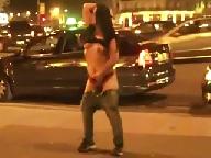 Wasted girl stripping in public in front of crowd